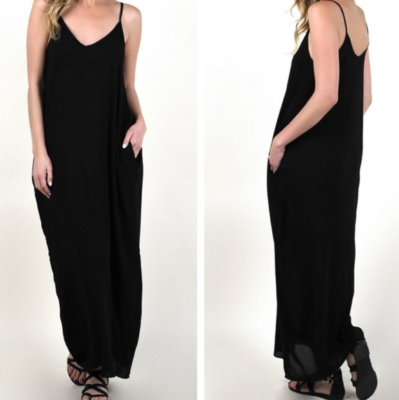 008 -NEW! Most Fabulous Boho V-Neck Cami Summer Maxi Dress w/adjustable straps - Picture 2 of 16